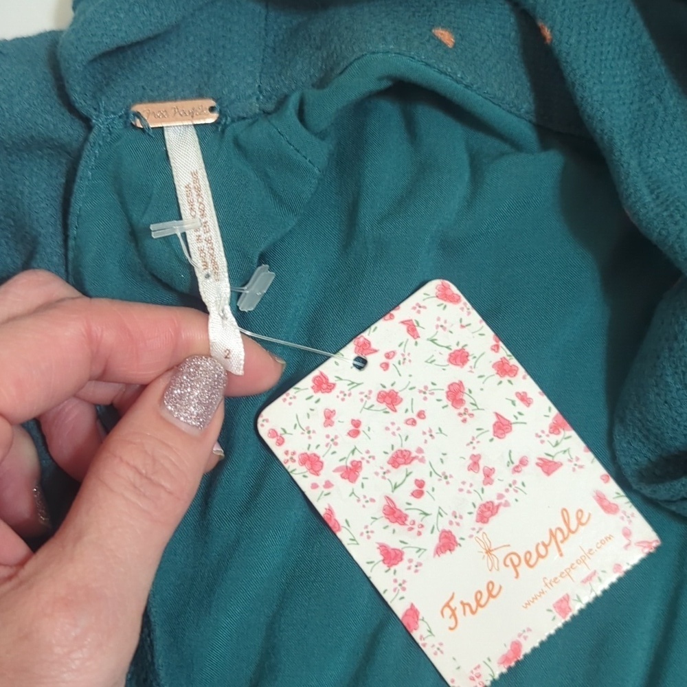 NWT Free People Abbie Reversible Mini Dress, Color Green Combo Size 2 - Picture 15 of 16